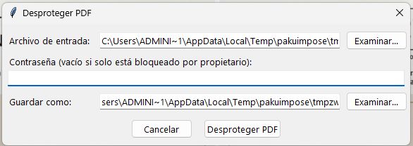 Dialog to unprotect a password-protected PDF