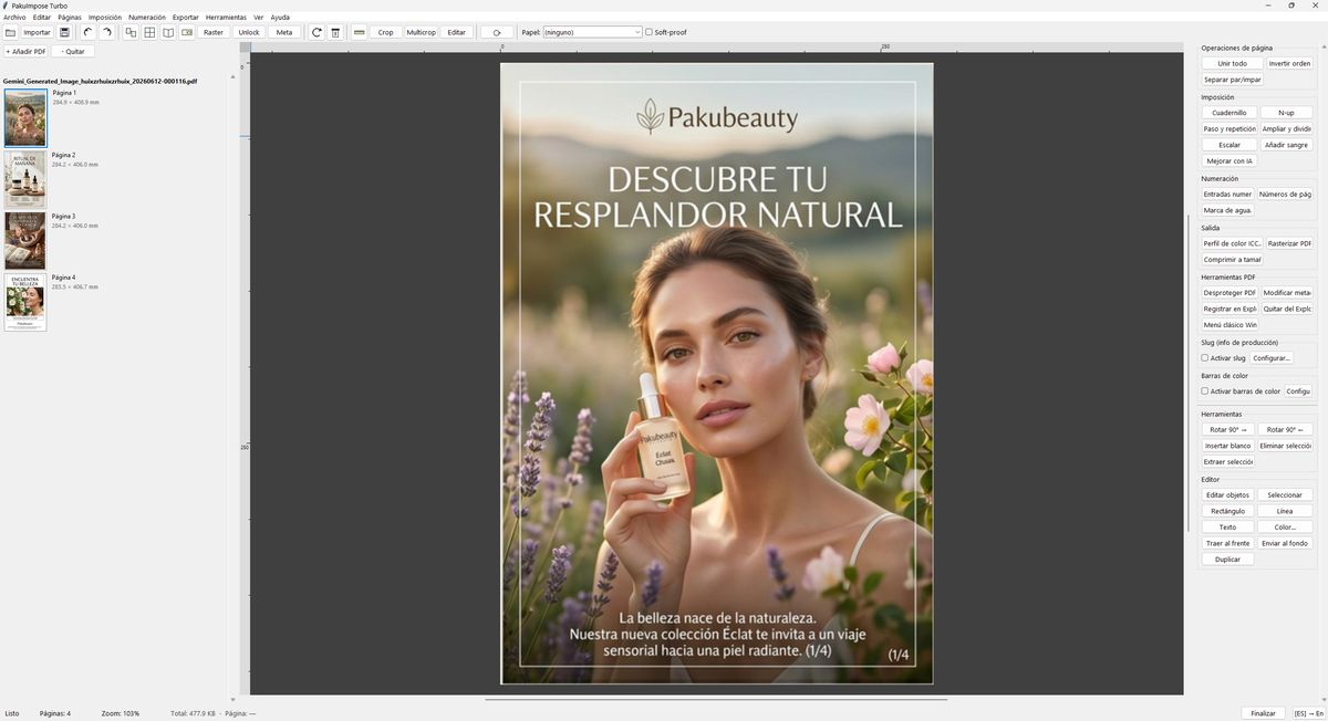 Multicrop result: one independent PDF page per cropped region